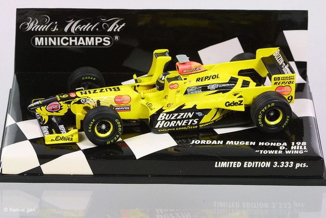 MINICHAMPS Jordan Mugen Honda 198 Formula 1 Race Car Damon Hill 1/43 scale 